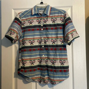 Cabin Creek women’s vintage tennis racket button down shirt size medium